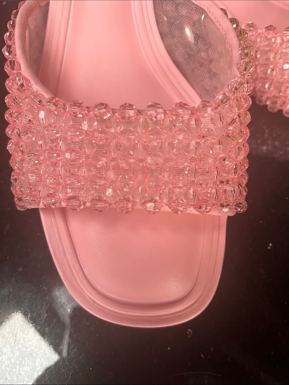 Gianni Bini Pink Pastel Beaded Slide Sandals - Picture 2 of 11